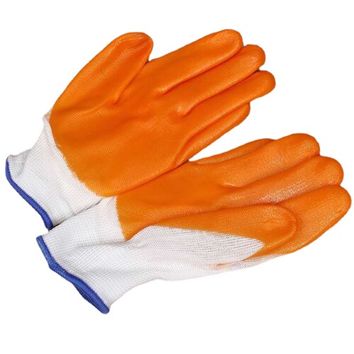 White gauze PVC yellow rubber gloves flat hanging full hanging orange gauze full hanging rubber tendon labor protection gloves two dollar store hot sale