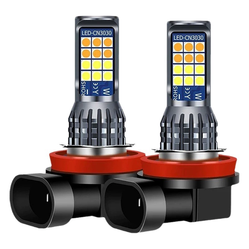 Трансграничные горячие продажи двухцветные светодиодные противотуманные фары 24smd 9006 H11 H16 P13W H4 H7 автомобиль противотуманные фары