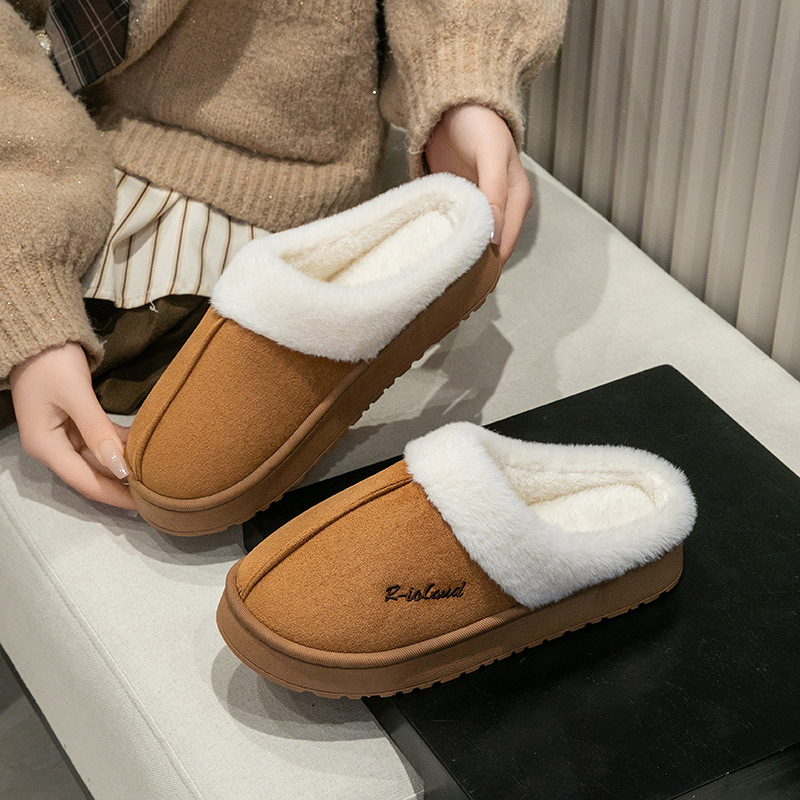 女性用ベルベット暖かい厚底綿スリッパ、屋内外用ホームスリッパ、耐摩耗性、滑り止めつま先スリッパ、卸売価格|undefined