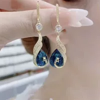 Модные женские серьги с каплями воды в виде танца павлина, новые модные элегантные высококачественные легкие роскошные универсальные серьги с длинными кисточками в виде павлина