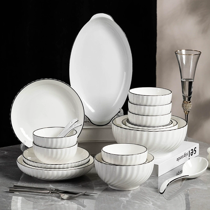 Ceramic tableware set, simple elegant high-quality design, multiple piece options 8–63 pcs