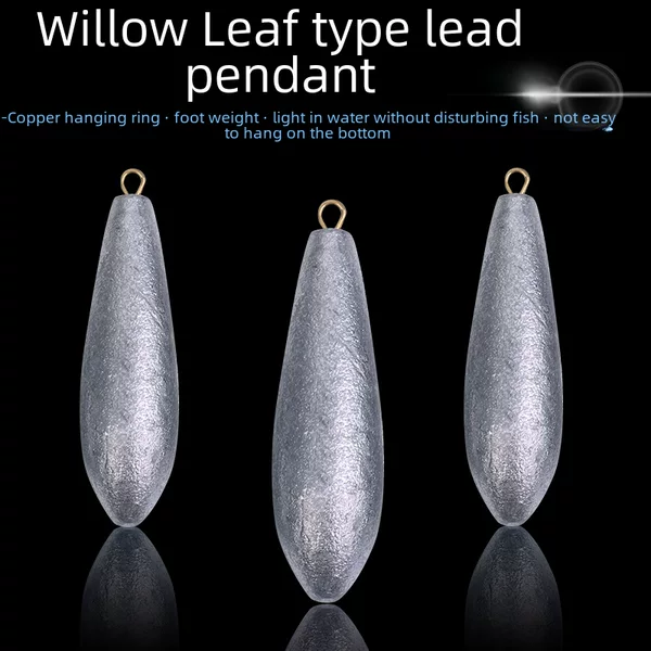 Water Drop Lead Pendant Copper Ring Pendant Fishing Gear Accessories Sea Fishing Belt Ring Counterweight Tongxin Lead Pendant Willow Leaf Pendant Low Resistance Lead Pendant