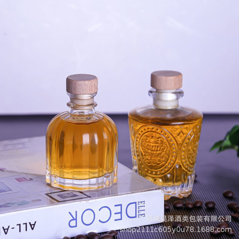 ins菱形花纹小瓶子好看的小酒瓶冷萃咖啡分装小酒坛饮料密封瓶