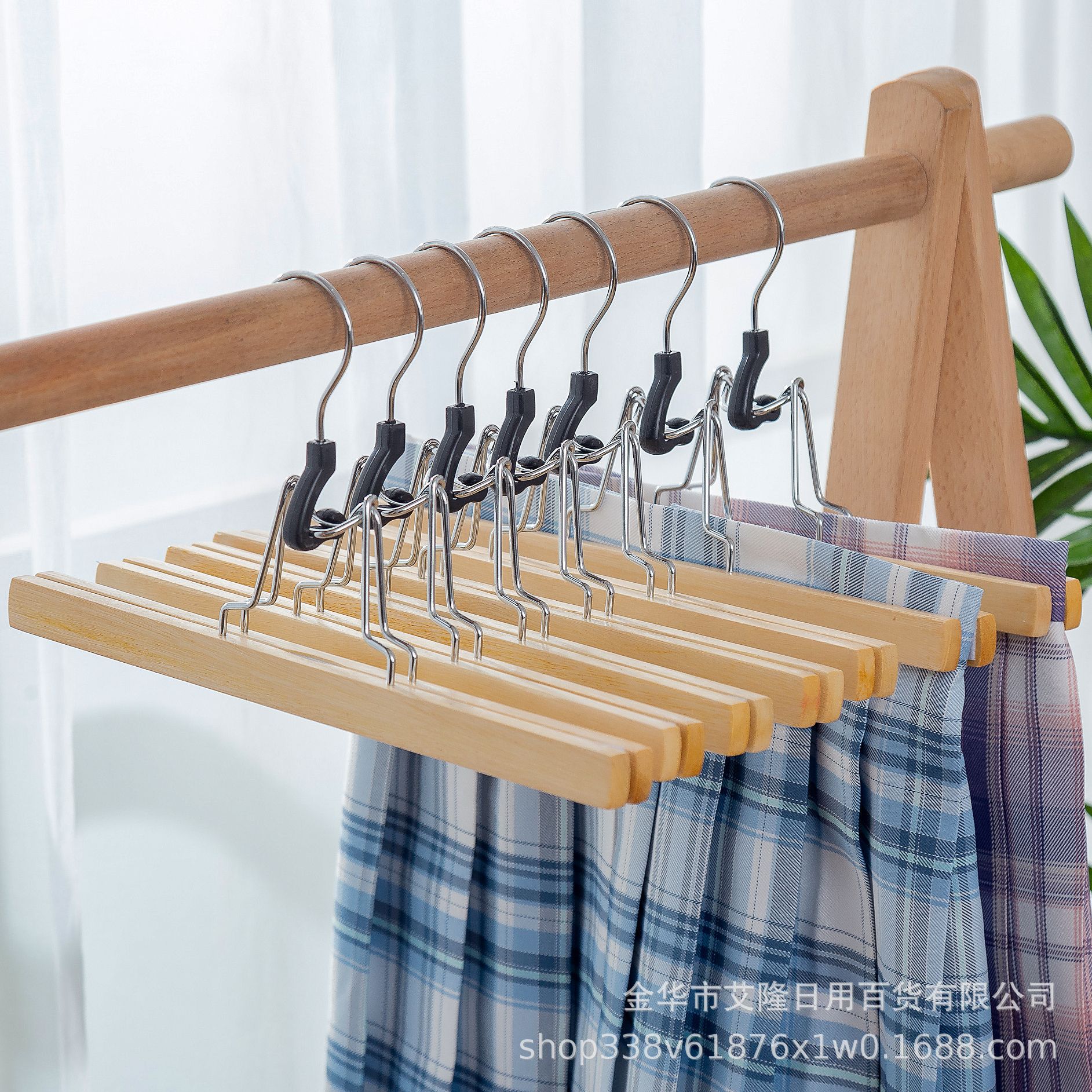 Clip de falda de madera maciza clip de falda de madera tienda de ropa pantalones sin costura rack pantalones de madera clip ropa falda Hanfu percha al por mayor