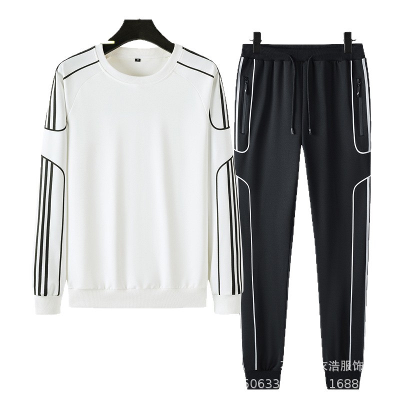 Conjunto deportivo transfronterizo de talla grande para hombre, sudadera estilo coreano para primavera y otoño, conjunto informal de dos piezas holgado y moderno para hombre, comercio exterior.
