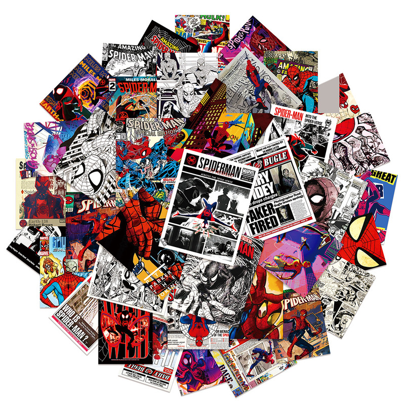 50 Pieces of Spider-Man Stickers, Posters, Newspapers, Self-Adhesive Water Cups, Waterproof Notebooks, Decorative Handbooks and Peripheral Ideas