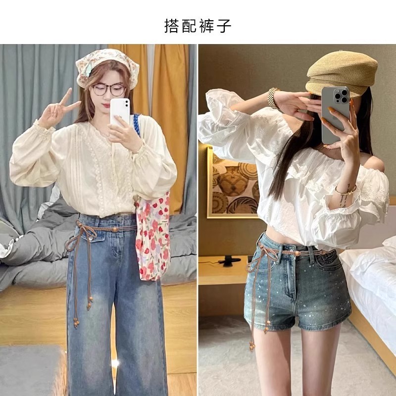 [ホットスタイル] ウエストチェーンアクセサリー女性ボヘミアンエスニックスタイルスカート夏編組ウエストロープベルト衣装|undefined