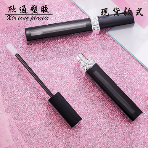 Black laser engraving lip gloss tube packaging material, slender rectangular window lip gloss lip glaze tube, lip gloss tube wholesale