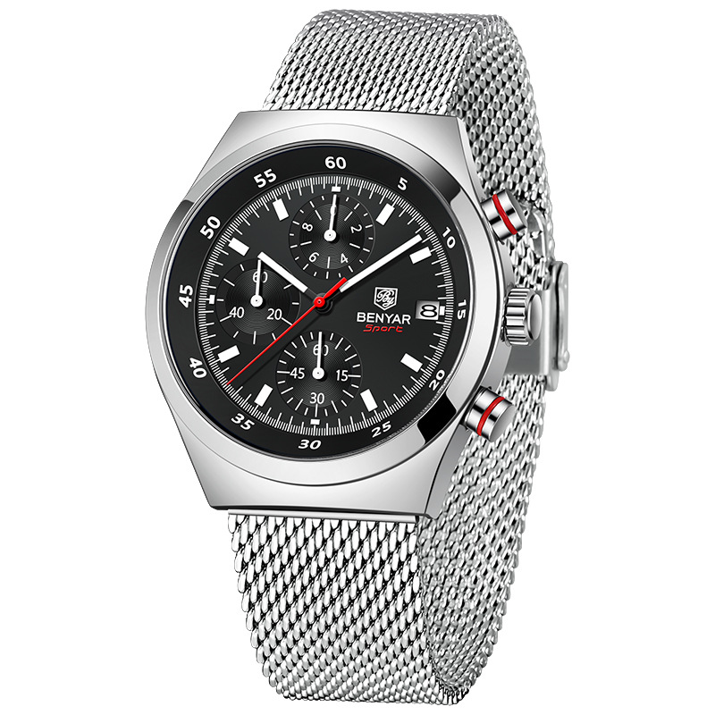 BENYAR Binya Reloj multifunción luminoso para hombre Impermeable Sport Cuarzo Reloj para hombre de seis agujas BY-5200
