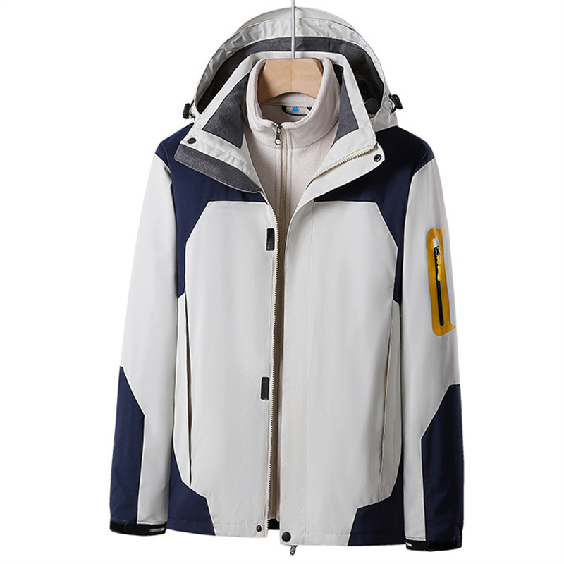 Nuevo traje de asalto logotipo personalizado otoño y invierno terciopelo 3 - en - 1 desmontable traje de montaña al aire libre abrigo de trabajo