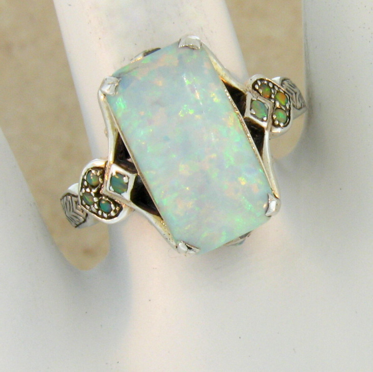 Weißer Opal Ring In Antiksilber Für Damen Brautschmuck_voghion.com