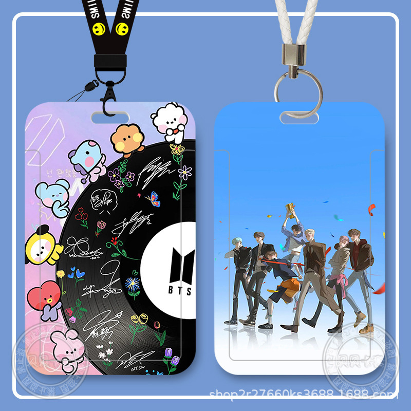 BTS fan merchandise student sliding cover card holder for meal cards, bus cards, ID cards, access cards, and campus cards