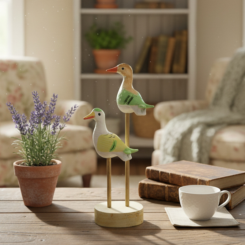 北欧田园风格木质工艺海鸟桌面装饰摆件家居客厅电视柜隔板创意