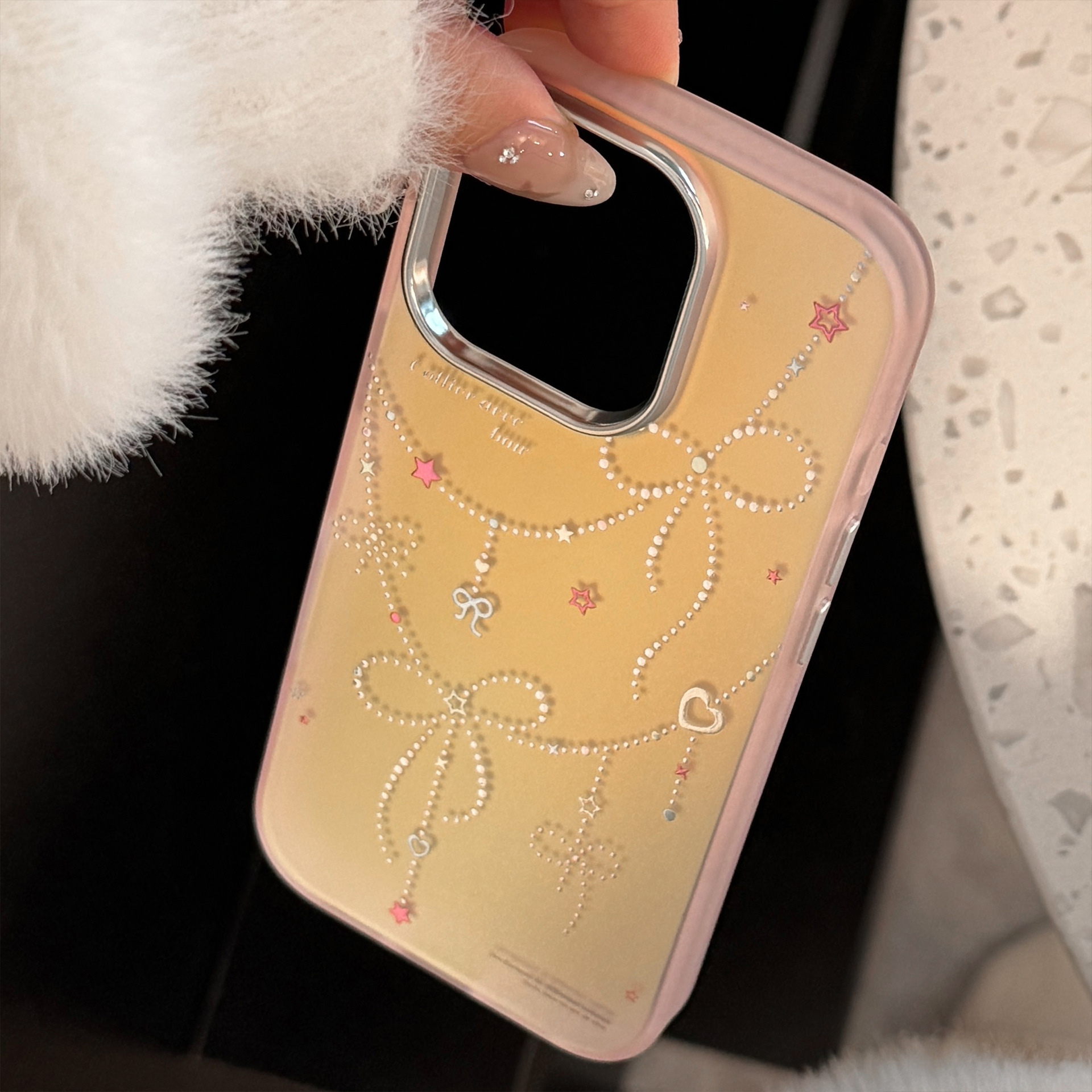 Protective Phone Case For Iphone With Pink Laser Bow Design_voghion.com