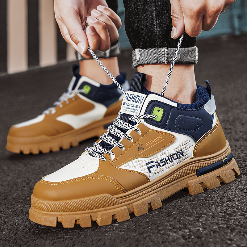 2024 otoño nuevos zapatos de hombre de baja altura de estilo de moda casuales de suela gruesa aumentada de cuero empalmado zapatos de hombre de estilo británico