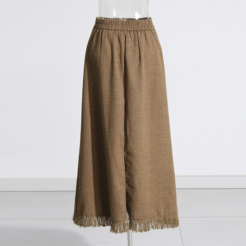 Daily Women s Elegant Solid Color Linen Tassel Skirt Sets Skirt Sets