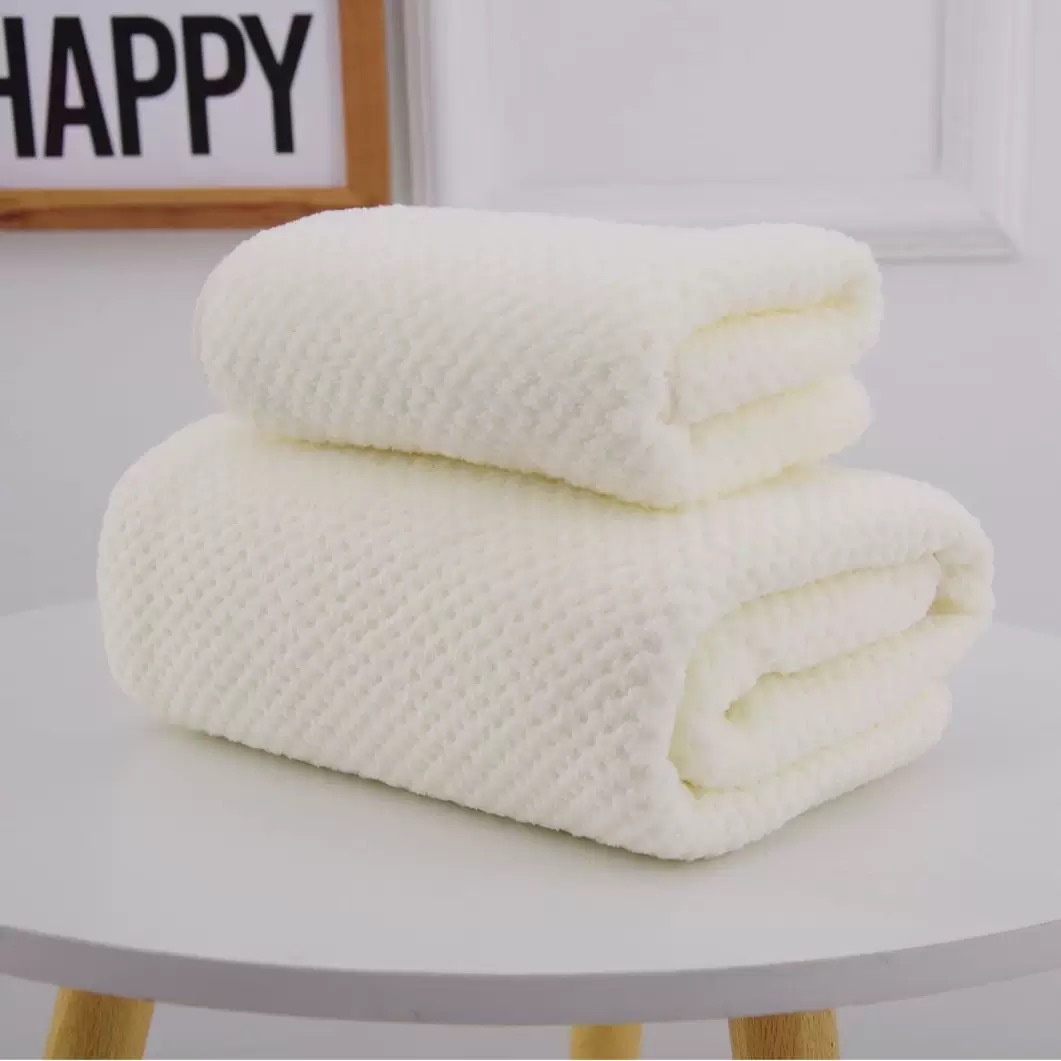 Plain pineapple plaid towel set soft and absorbent children's face towel home bath towel coral velvet towel