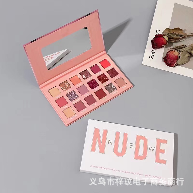 Cross-border only export eye shadow plate 18 color suit desert rose gold beads bright matte eye shadow waterproof sweat-proof