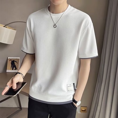 Men's Short Sleeve T-Shirt Spring and Autumn Season Trendy Brand Ins Fashion Semi Sleeve T-Shirt Loose Fit