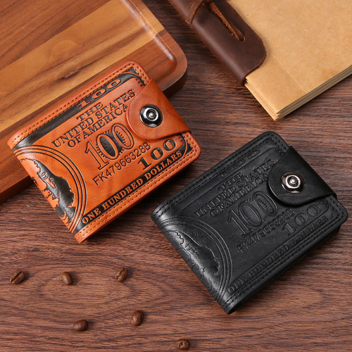Men's Wallet with US Dollar Pattern Ultra-Light PU Bag Multifunctional Retro Multi-Card Slot