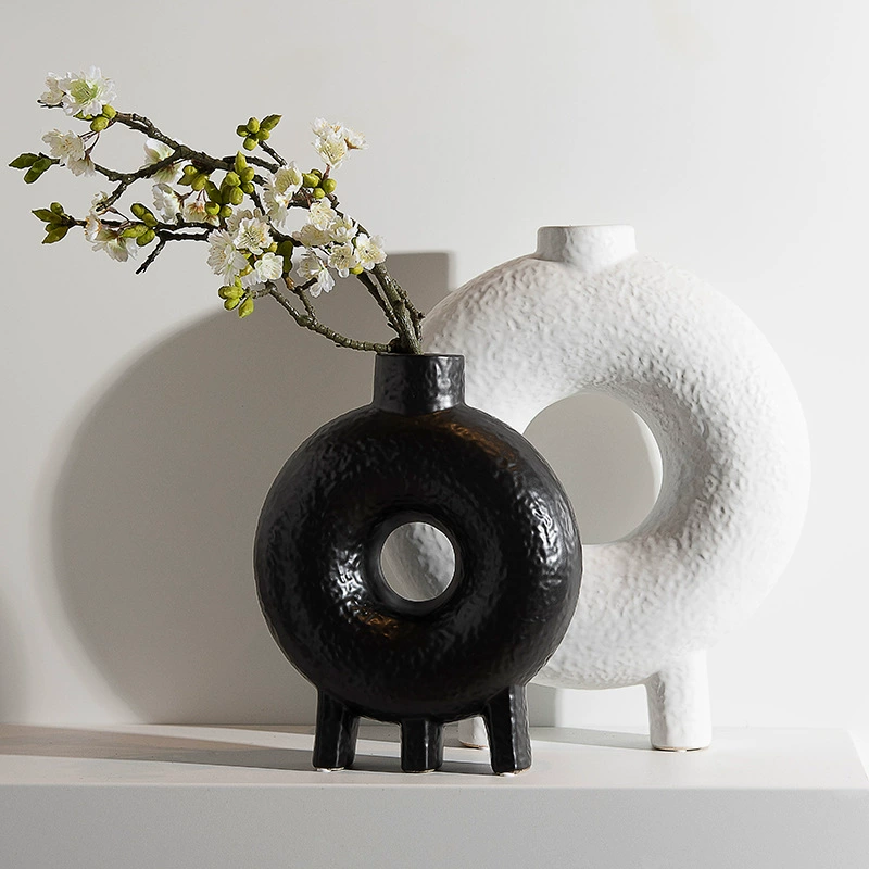 Керамическая ваза с кольцом, современная минималистичная модель комнаты, дома, сухоцветы, цветочная композиция, украшения для отеля, высококачественные украшения