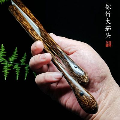 老棕竹大茄头苏工文玩折扇