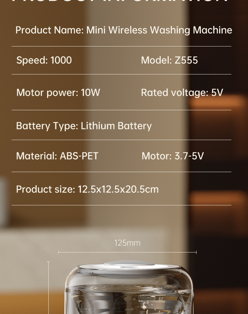Vollautomatischer, kabelloser, tragbarer Wäschebecher mit Ladefunktion, Mini-Waschmaschine für Unterwäsche und Socken, kleine Waschmaschine, für Reisen und Zuhause_voghion.com