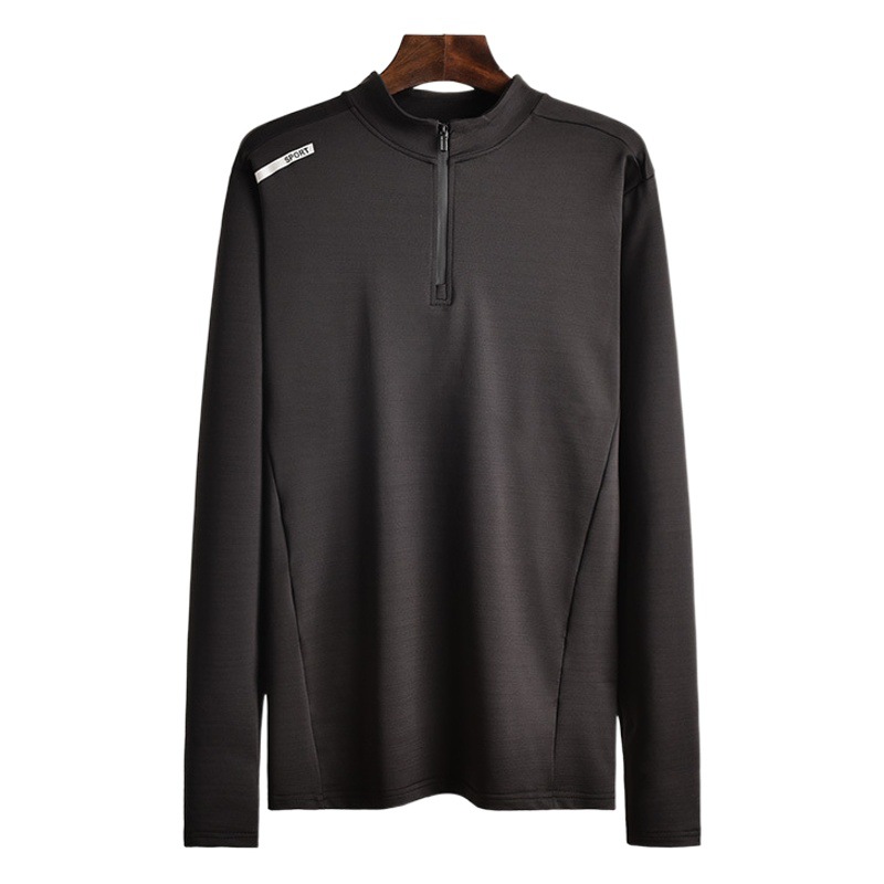 Los hombres de deportes al aire libre ropa de entrenamiento Otoño e Invierno corriendo de manga larga de secado rápido transpirable cuello de pie media cremallera superior en stock al por mayor