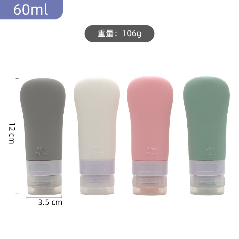 Botella dispensadora de silicona para cosméticos portátil en forma de dama, juego de viaje, botella de almacenamiento de cosméticos impermeable y a prueba de fugas de calidad alimentaria