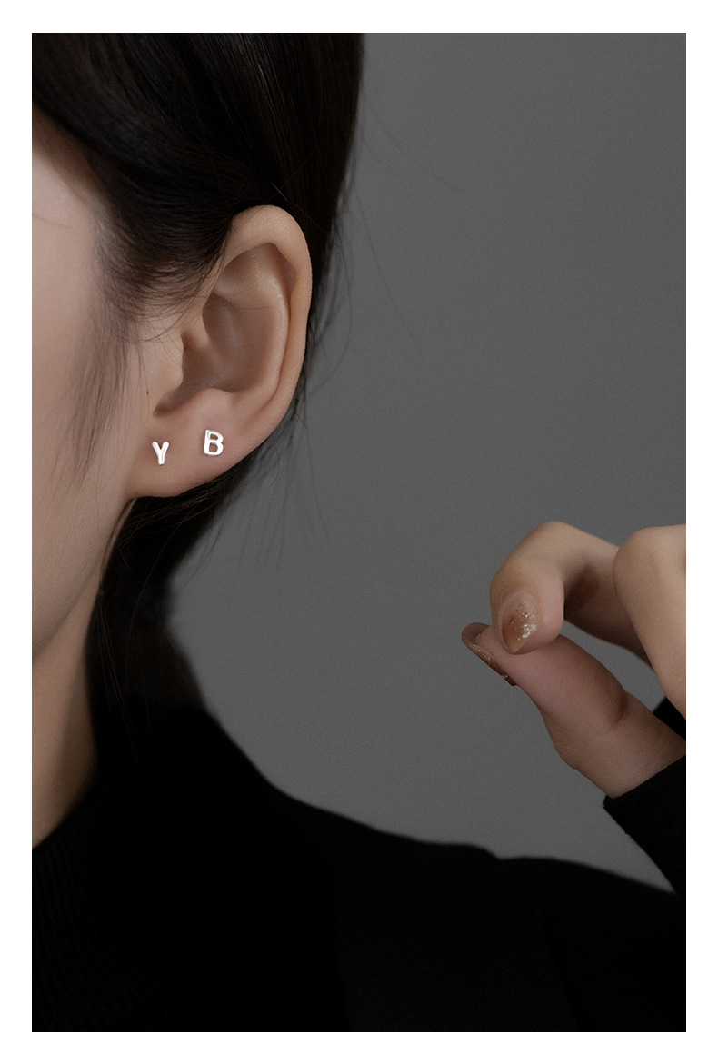 Simple Style Letter Sterling Silver Plating Ear Studs 1 Piece