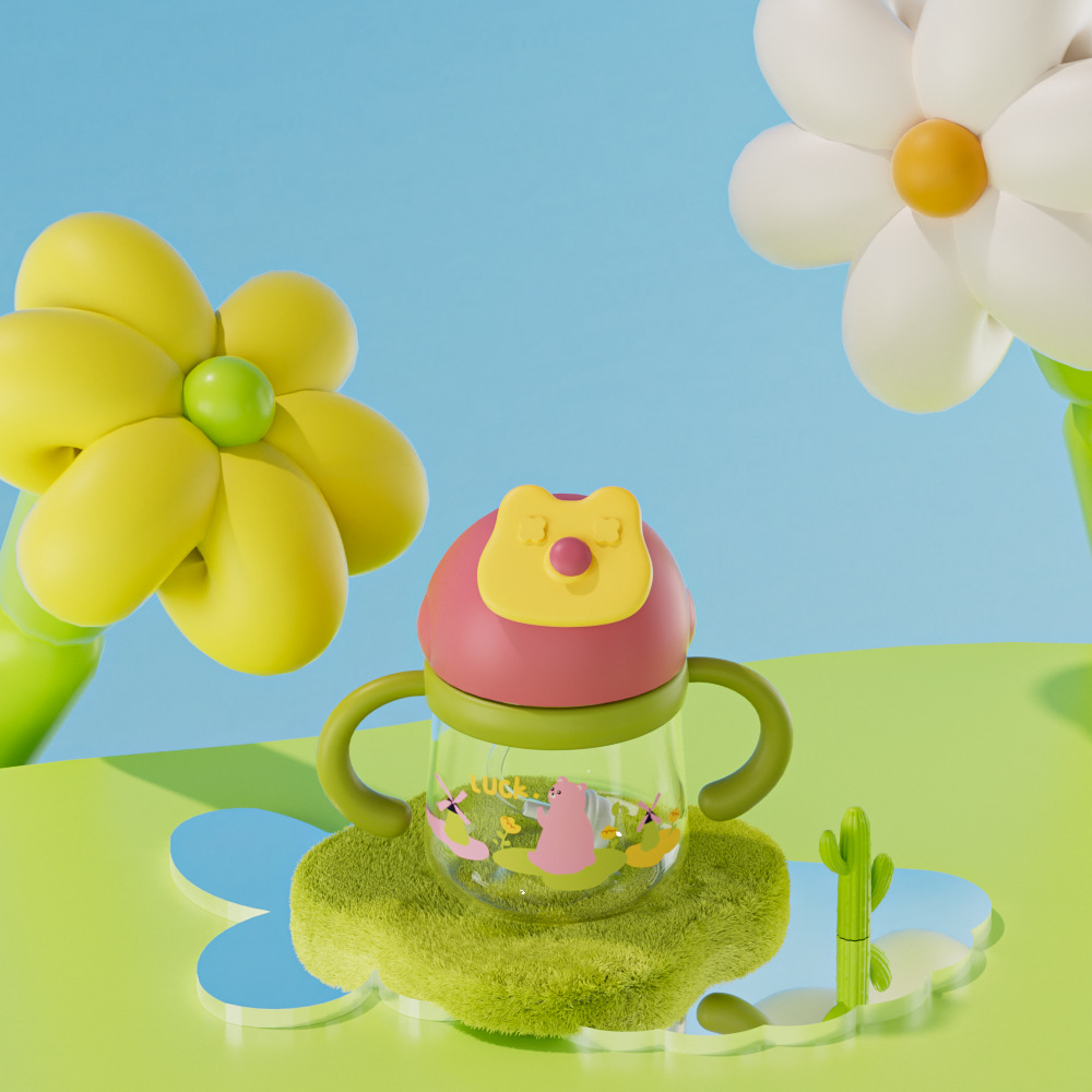 Toukie taza para beber para bebés tritan taza para niños a prueba de fugas y caídas para bebés taza de paja de jardín de infantes en stock