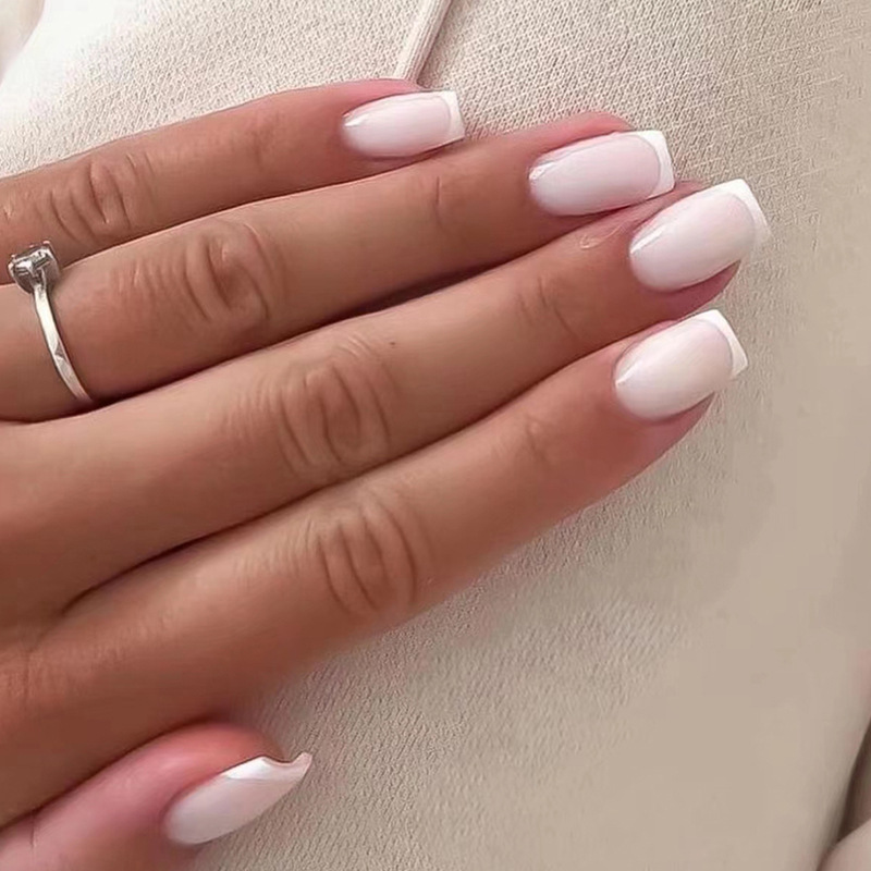 Minimalist French White Girl Gentle Enhancement European Square False Product Sheet Special Practice Nail_voghion.com