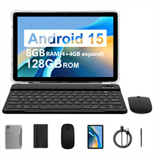 跨境热销款10.1寸八核键盘套装安卓15前200万后800万摄像头平板电
