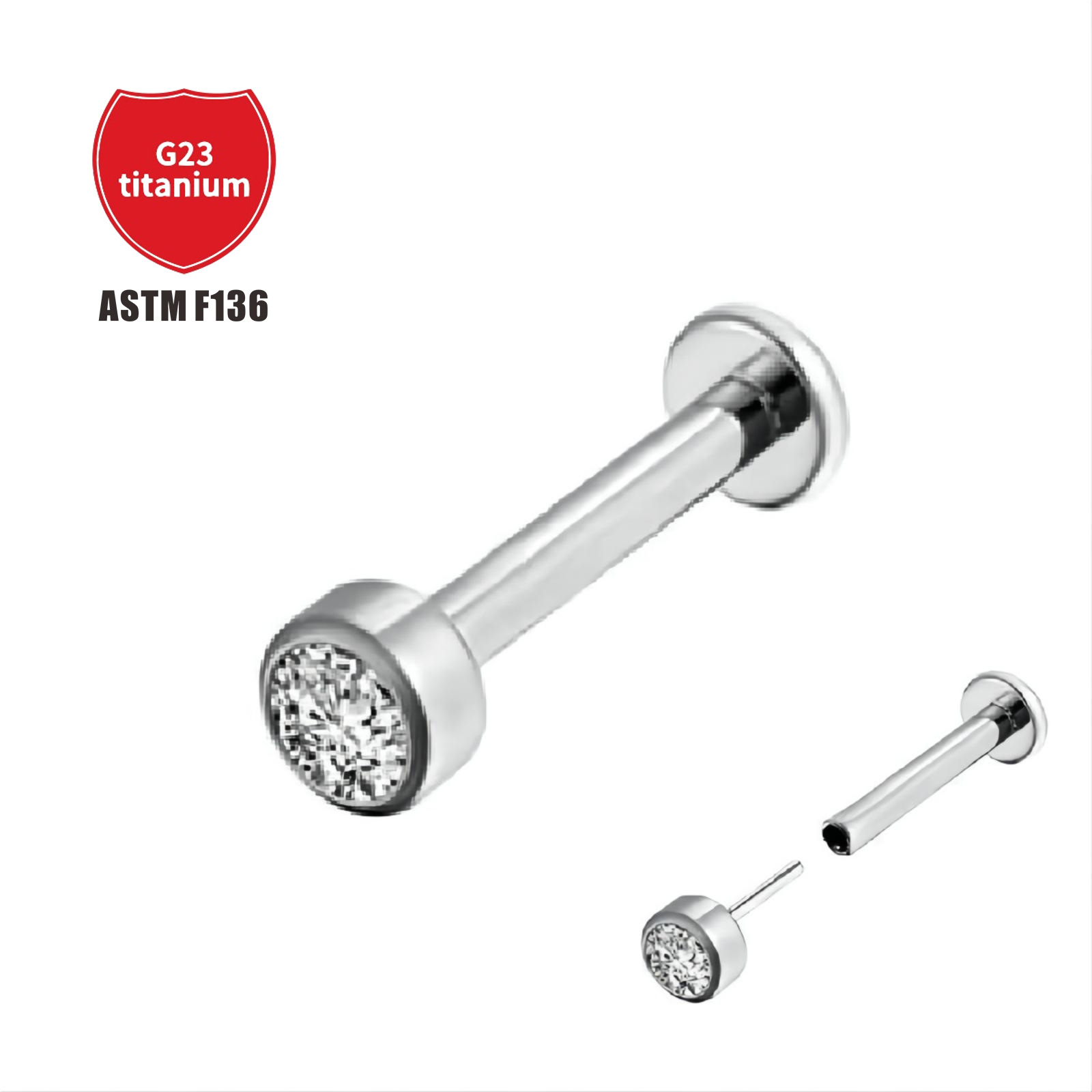 Pointed titanium steel lip stud product view