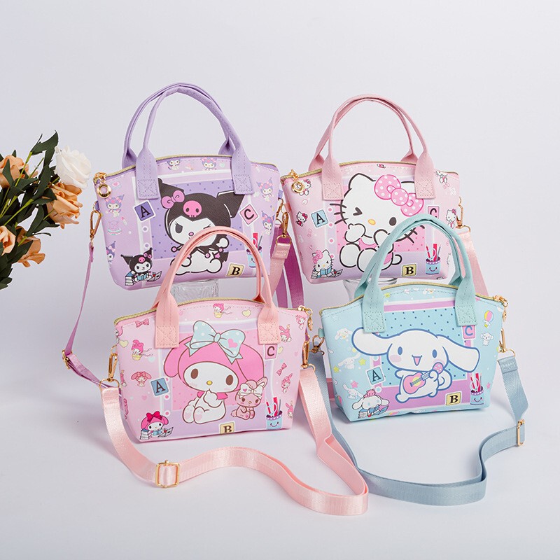 Melody Cute Cartoon Kuromi Large-Capacity Coin Purse Dual-Use Handbag Crossbody Bag Waterproof Storage