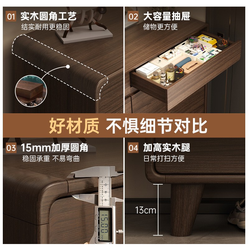 鞋柜新中式家用门口室内实木框玄关柜新款入户门厅收纳柜简易鞋架|undefined