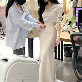 蛮腰精气质高级感衬衫套装弹力收腰显瘦鱼尾半身裙女士时尚两件套