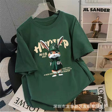 卡通印花夏装潮流2026新款女式短袖T恤女装宽松大版学生上衣批发