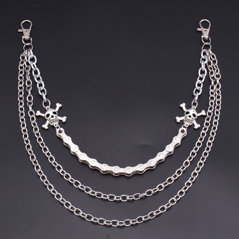 Accessories INS Style Rock Hip Hop Punk Street Double Layer Waist Metal Skull Men's Pants Chain_voghion.com
