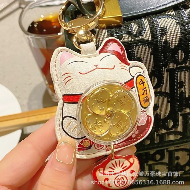저우의 동형 부적 1000만 태엘 행운 고양이 열쇠 고리 번영 호박 열쇠 고리 자동차 장식품 선물