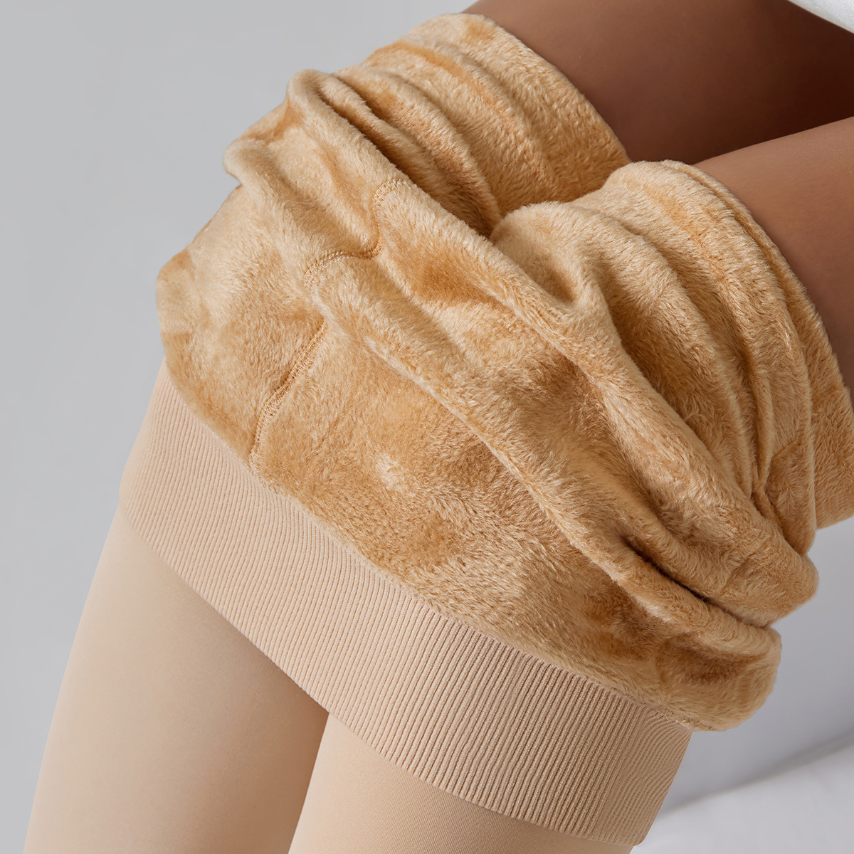 Transfronterizo extra tamaño de terciopelo y leggings de terciopelo de perlas gruesas 300g de otoño y invierno, pantalones de alta elasticidad y calor