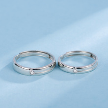 s925对戒纯银情侣戒指简约创意开口可调永恒的爱婚庆戒指送女友