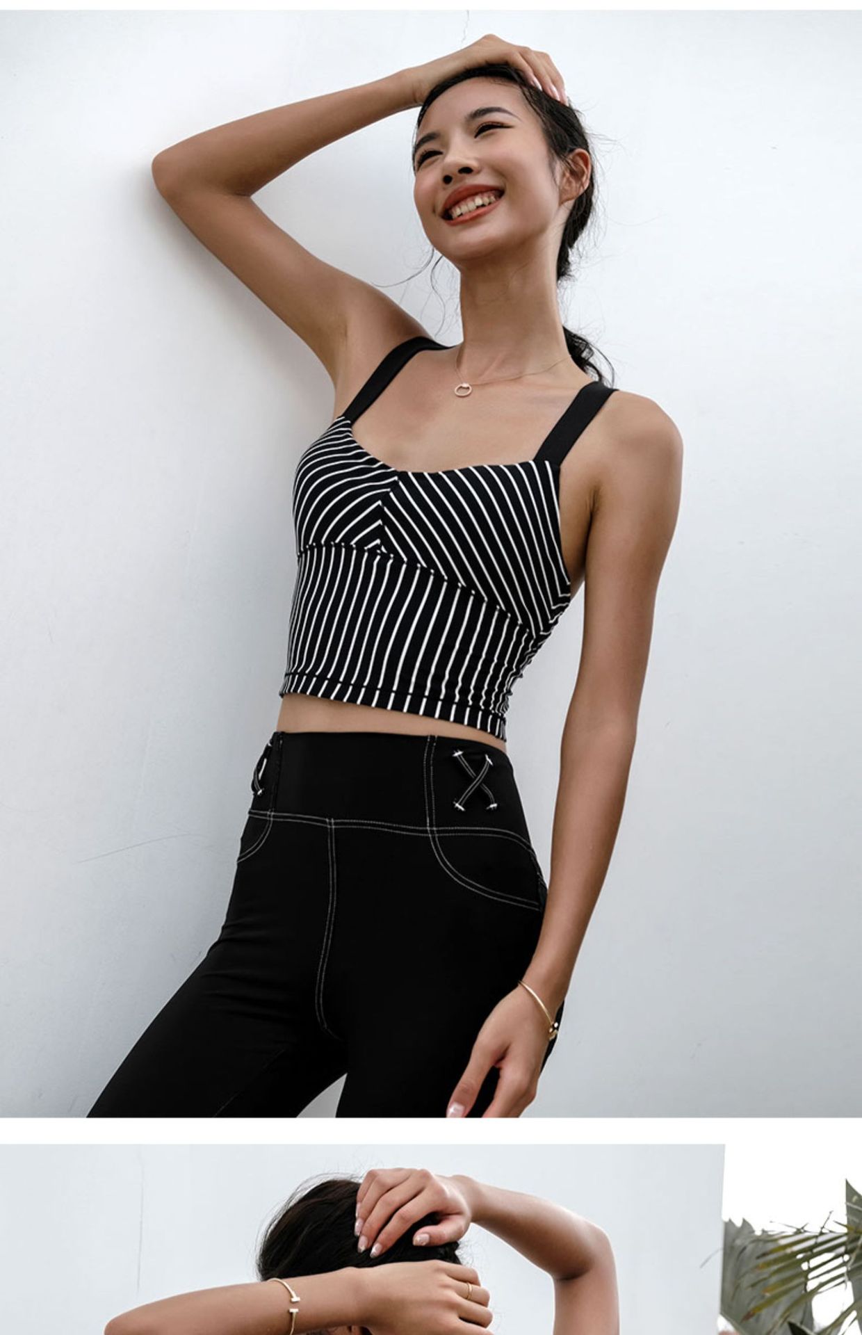 Title 1, Traje de yoga con estampado de rayas para mujer...