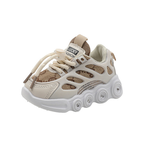 Luminous girls' shoes, breathable mesh, shiny children's sneakers, flashing lights, little girls' bright lights, trendy boys' dad shoes