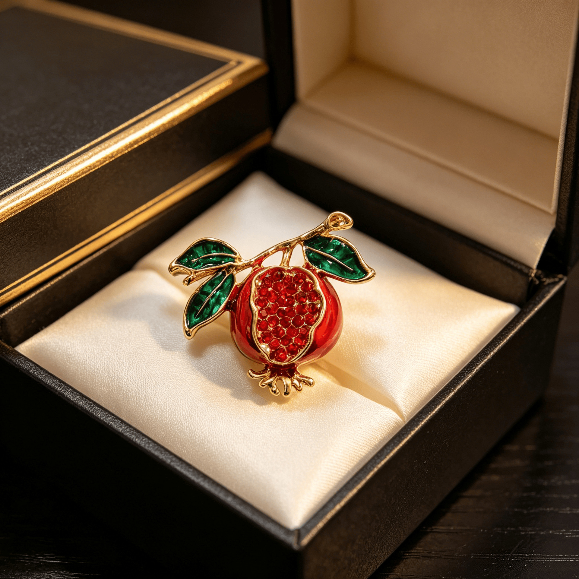 Traditional Chinese-style pomegranate brooch, exquisite enamel pin, high-end accessory for suits and coats, symbolizing abundance and good fortune, a unique and stylish piece of jewelry