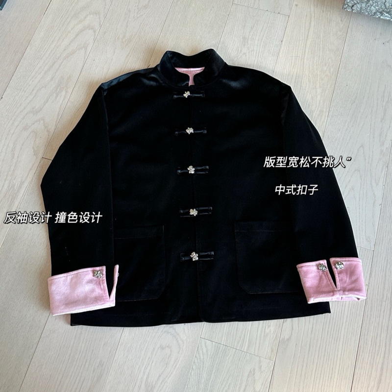 25秋季新款女士新中式丝绒兰花扣唐装老钱风百搭时尚外套0919g13|undefined