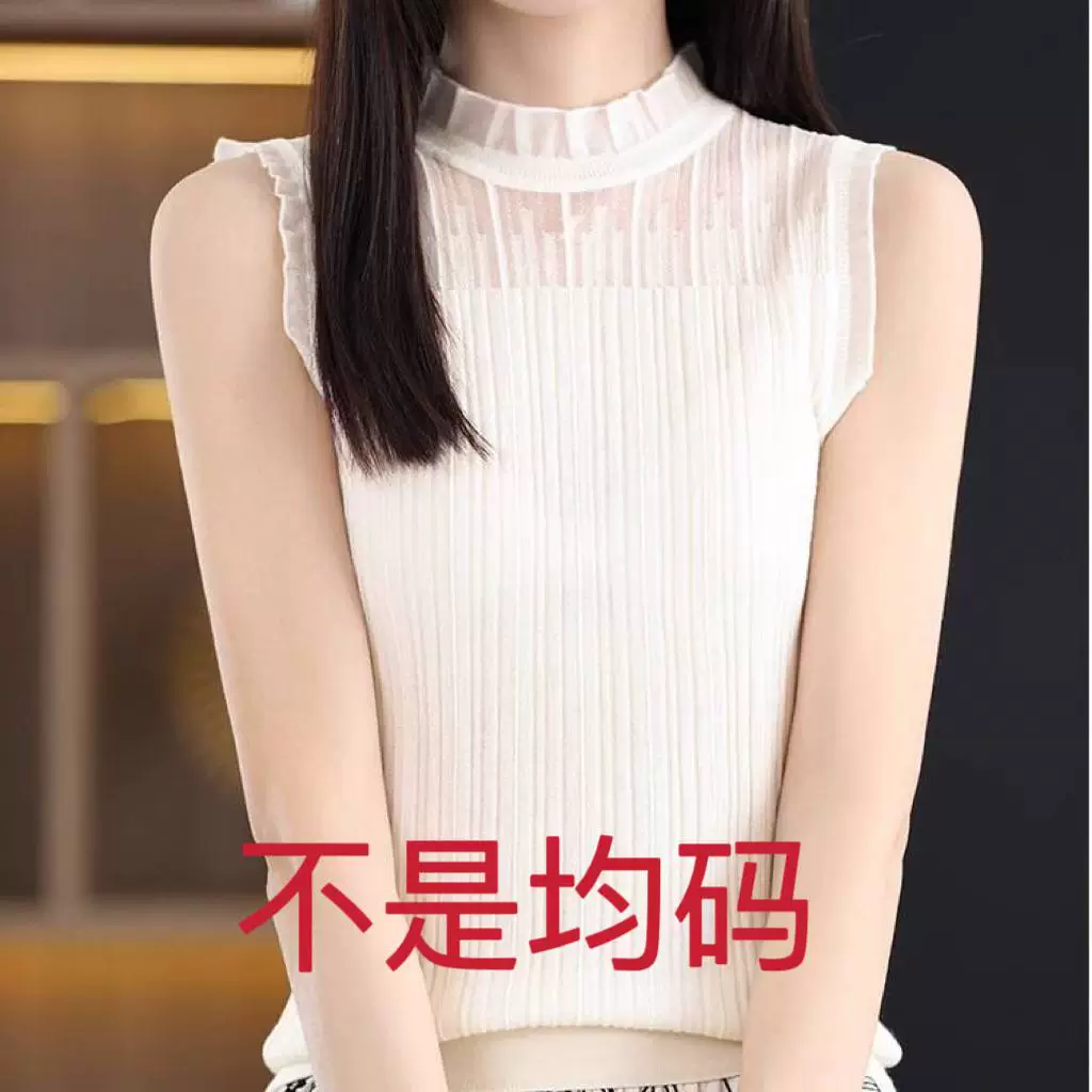 French Fashion Lace Collar Vest Women's Spring and Autumn Mesh Mock Collar Base Shirt Fake Collar Lace Sleeveless Top