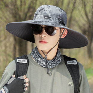 Hat Men's Fisherman Hat Sun Protection Fishing Hat Sun Hat Outdoor Mountaineering Hat Face Covering Sun Hat New Large Brim Hat