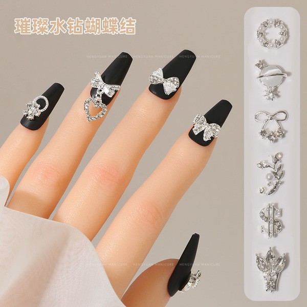 nail decoration for manicure with bow