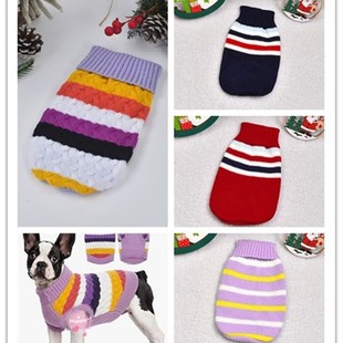 Pet Sweater Autumn and Winter New Thickened Rainbow Striped Cat and Dog Sweater Dog Sweater Foreign Trade Hot Clothes Sweater